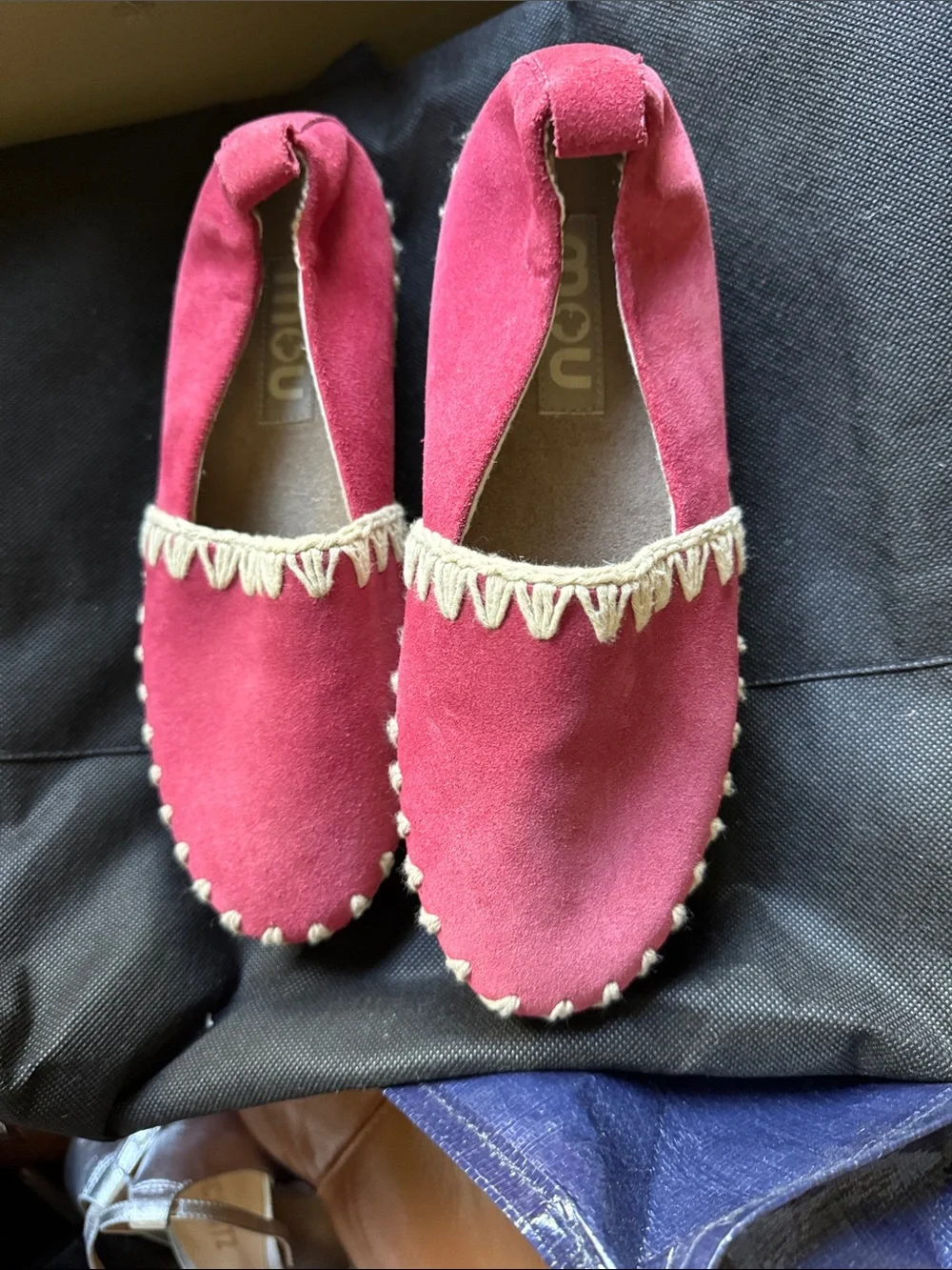 Mou Red Espadrille Slip-On with Embroidered Accent